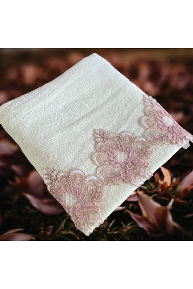 Çeyiz bahçesi Selen kadife havlu krem ürün görseli 1