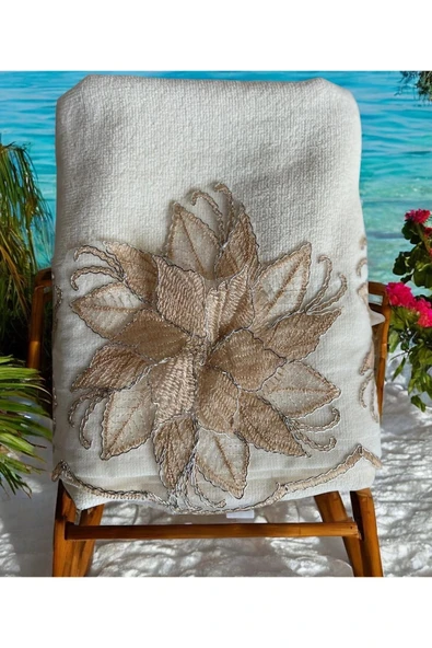 Çeyiz bahçesi Danilo üç boyutlu kadife havlu cappuçino ürün görseli