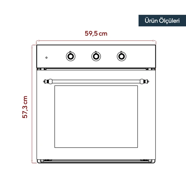 Kumtel Rustik Beyaz Cam Ankastre Fırın 4 Prog. B66-SF2(MT) - 3