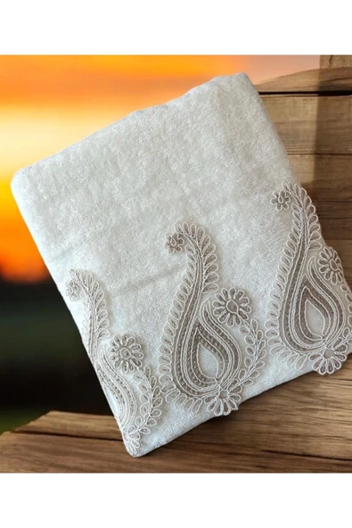 Çeyiz bahçesi hilal ikili havlu takımı krem cappuçino - Resim 3