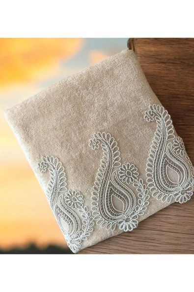 Çeyiz bahçesi hilal ikili havlu takımı krem cappuçino - Resim 2