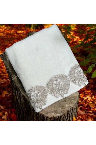 Çeyiz Bahçesi Ringa kadife havlu krem ürün görseli 1