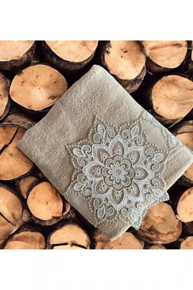 Çeyiz bahçesi peri ikili havlu takımı krem cappuçino - Resim 2