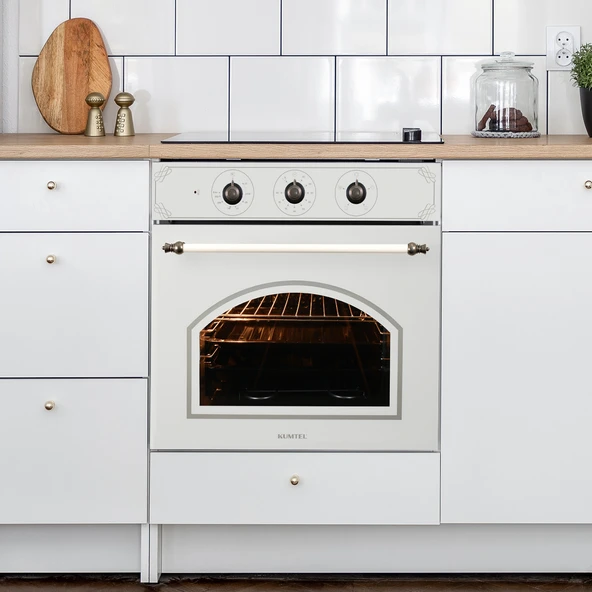 Kumtel Rustik Beyaz Cam Ankastre Fırın 4 Prog. B66-SF2(MT) - 2