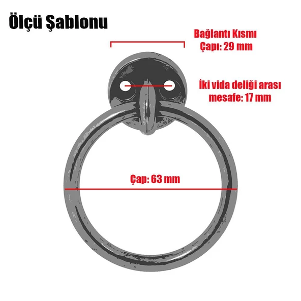 Sarkaç Eskitme Antik Sarı Metal Halka (4 ADET) Mobilya Mutfak Çekmece Dolap Kulpu Kulbu Kulpları - 3