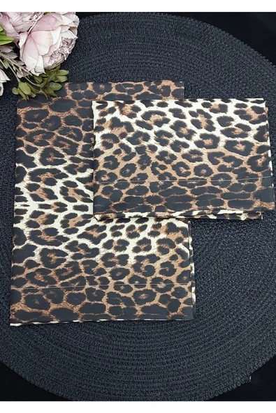 Leopar Desenli %100 Pamuk Yastık Kılıfı Kırlent 2 Adet 50*70 Cm