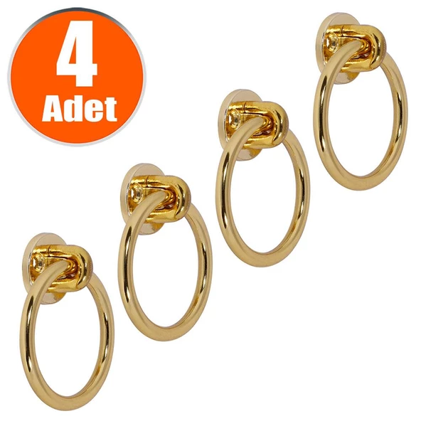 Sarkaç Dolap Dolabı Çekmece Kulpu Kulpları Kulbu Gold Metal Halka Kulp (4 ADET) Mobilya Mutfak