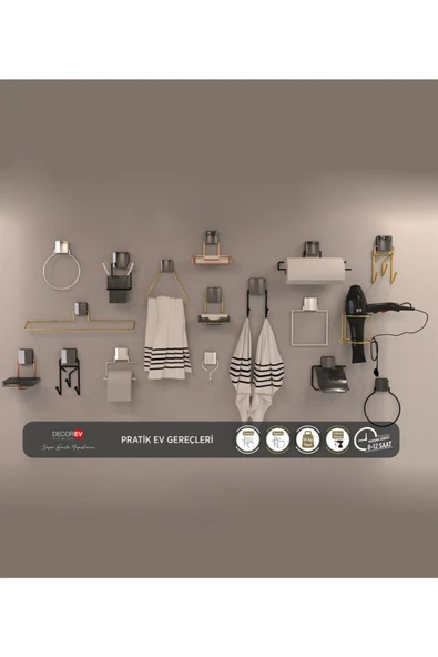 Decorev Dc-5054 Dekoratif Yapıştırmalı Banyo Mutfak Metal Üç Kancalı Askı Siyah - 4