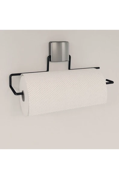 Decorev DC-5057 Dekoratif Siyah Havluluk Kâğıt Havluluk Metal Askı Siyah Yapışkanlı