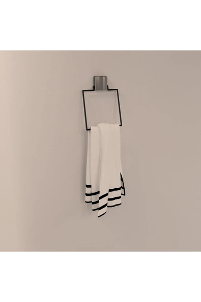 Decorev DC-5060 Dekoratif Yapıştırmalı Banyo Mutfak Metal Kare Havluluk Askı Siyah - 2