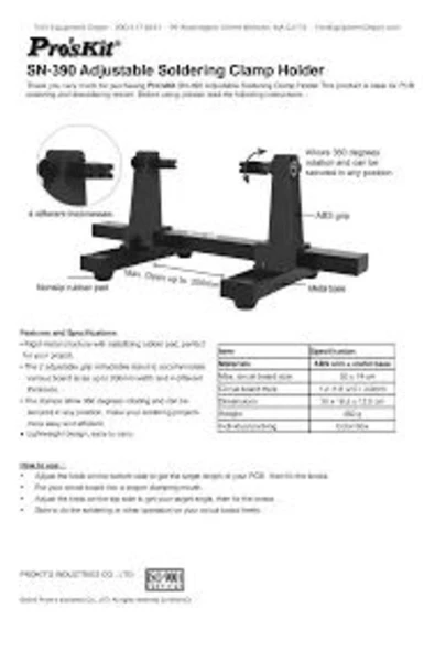 PROSKİT SN-390 Ayarlanabilir Board Tutucu (Lehimleme Için) - 5