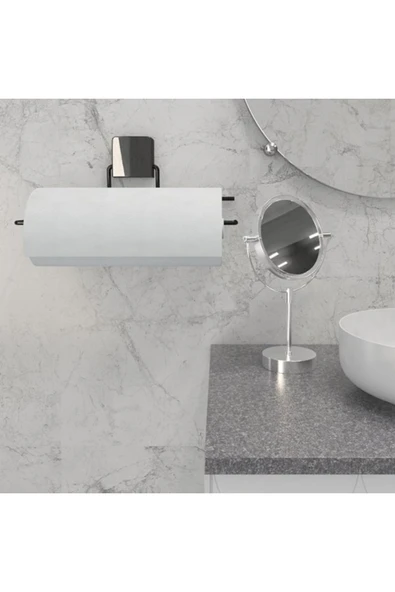 Decorev DC-5057 Dekoratif Siyah Havluluk Kâğıt Havluluk Metal Askı Siyah Yapışkanlı - 2
