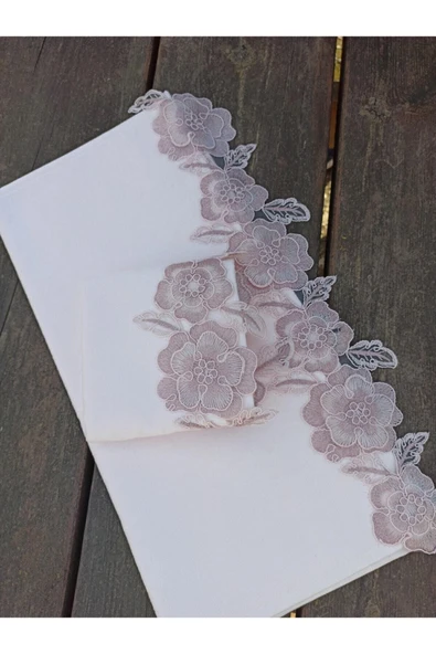 Gülşen 3 Boyutlu Fransız Dantelli 2’li Pudra Kadife Havlu Seti Küçük Olan 30&50 Ebetındadır ürün görseli 1