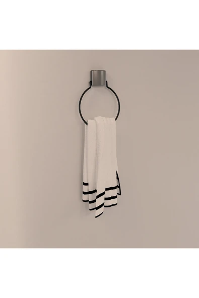 Decorev DC-5059 Dekoratif Yapıştırmalı Banyo Mutfak Metal Yuvarlak Havluluk Askı Siyah - 2