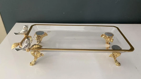 SELİM DEKOR KUŞLU DİKDÖRTGEN SUNUM 14x30x7 CM