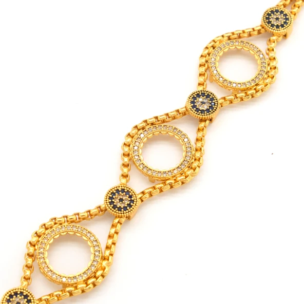 Üç Çeyrekli Çerçeve Bileklik Çelik Altın Kaplama BLK-1088 - Resim 5