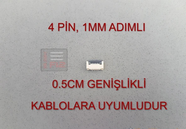 4 PİN 1MM ADIMLI FLEX KABLO SABİTLEYİCİ FFC SABİTLEME APARATI SOKETİ KONNEKTÖR