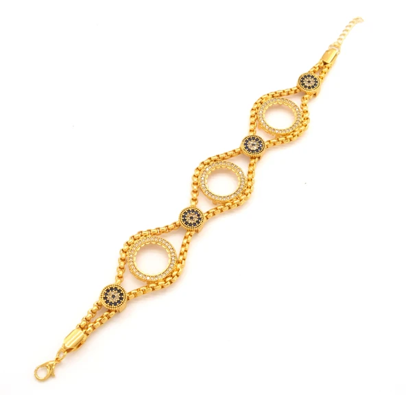 Üç Çeyrekli Çerçeve Bileklik Çelik Altın Kaplama BLK-1088 ürün görseli