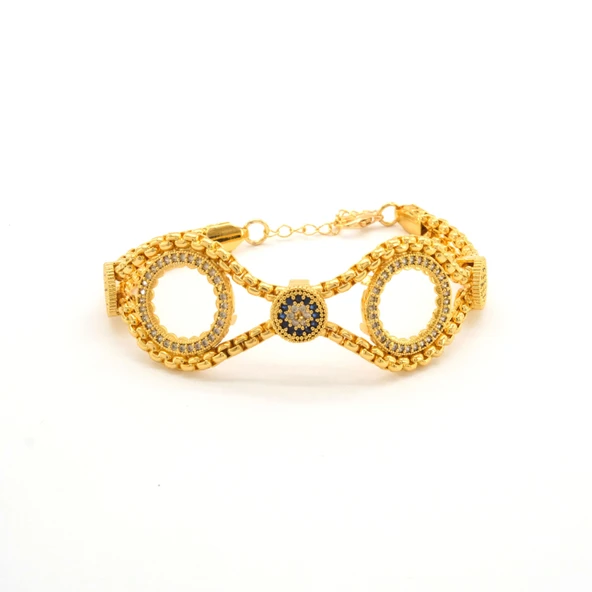 İki Çeyrekli Çerçeve Bileklik Çelik Altın Kaplama BLK-1065 ürün görseli