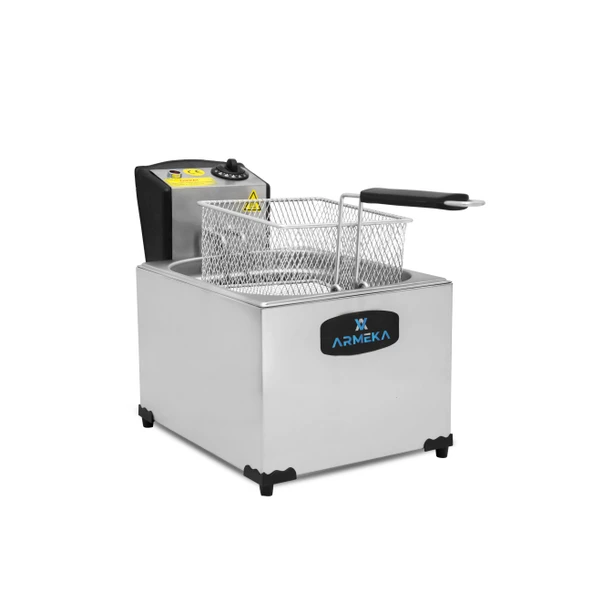 Armeka 5 Litre Elektrikli Kapaklı Sanayi Tipi Fritöz Makinesi Patates Kızartma Makinası