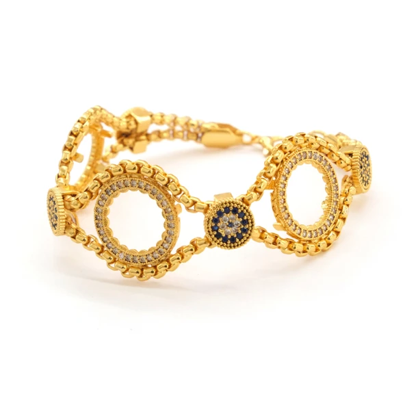 Üç Çeyrekli Çerçeve Bileklik Çelik Altın Kaplama BLK-1088 - Resim 4