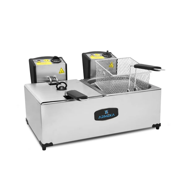 Armeka Elektrikli Fritöz 5 5 Litre Çift Hazneli Kapaklı Sanayi Tipi Fritöz