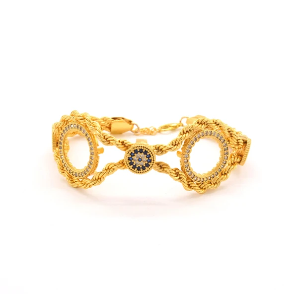 İki Çeyrekli Çerçeve Bileklik Çelik Altın Kaplama BLK-1066 ürün görseli