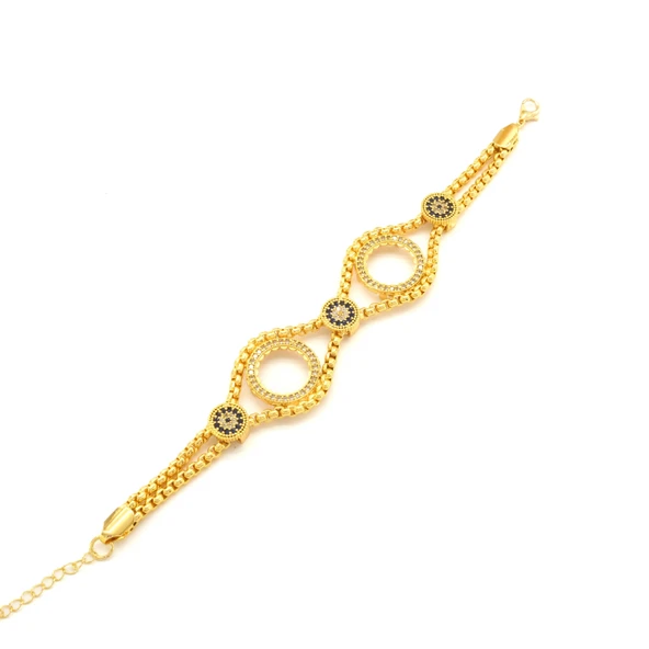 İki Çeyrekli Çerçeve Bileklik Çelik Altın Kaplama BLK-1065 - Resim 2