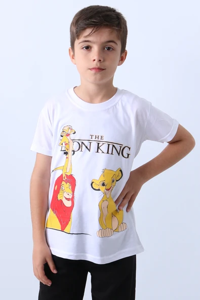 ERKEK ÇOCUK TSHİRT KARAKTER BASKILI BİSİKLET YAKA E36