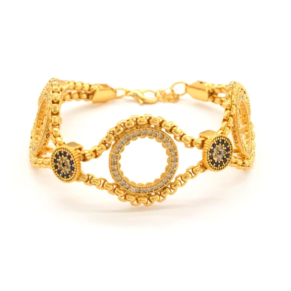 Üç Çeyrekli Çerçeve Bileklik Çelik Altın Kaplama BLK-1088 - Resim 3