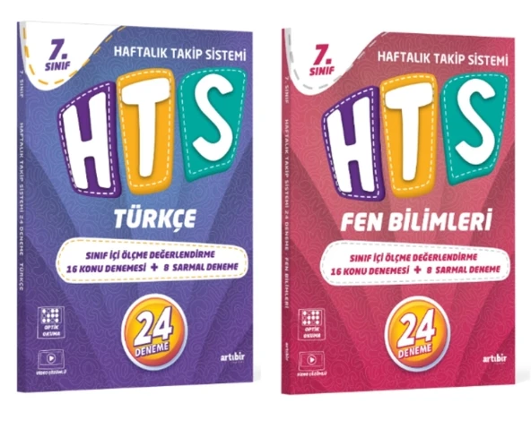 ARTIBİR YAYINLARI 7.SINIF HTS TÜRKÇE - FEN BİLİMLERİ HAFTALIK TAKİP SİSTEMİ 24 DENEME