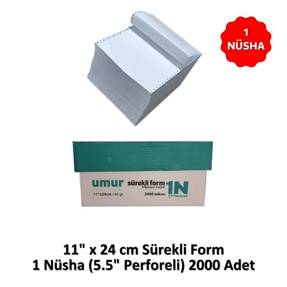 UMUR Sürekli Form 11x24 1 Nüsha (5.5 Perforeli) 2000 li