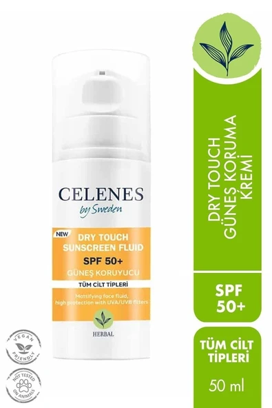 Celenes Herbal Dry Touch Spf 50 Mat Bitişli Güneş Kremi - Yüz Ve Dekolte Bölgesi 50 ml