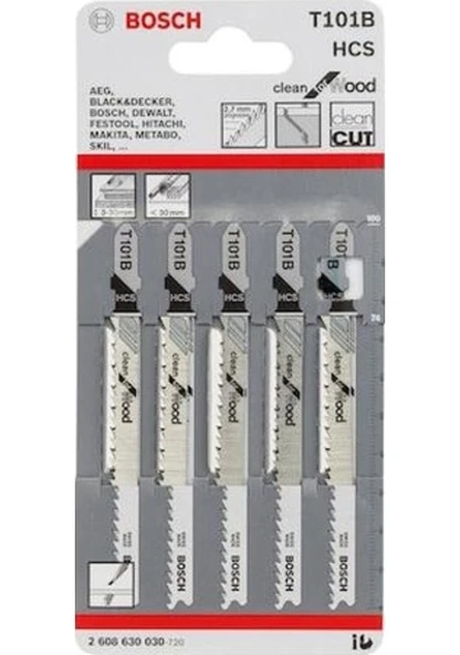 Bosch T 101 B Clean For Wood 5'li Dekupaj Testeresi Bıçağı