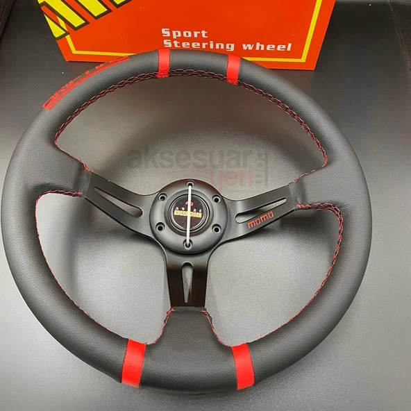 Tempra-Tipo Göbek-35cm Siyah Deri Drifting Momo Spor Direksiyon - 2