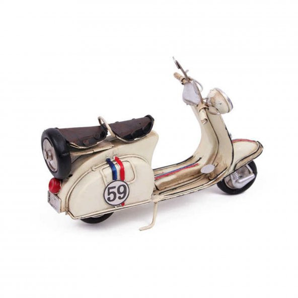 Nostaljik Dekoratif El Yapımı ve Boyaması Metal Scooter Biblo - 2