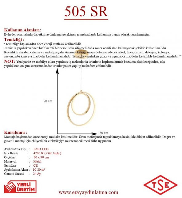 Eray Aydınlatma 505 Sarı Led Avize - 3