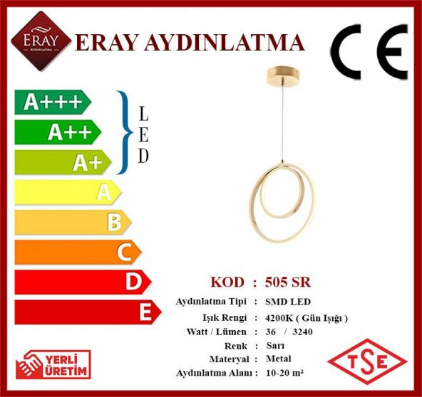 Eray Aydınlatma 505 Sarı Led Avize - 4