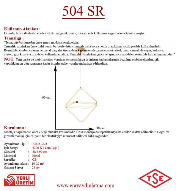 Eray Aydınlatma 504 Sarı Led Avize - 3