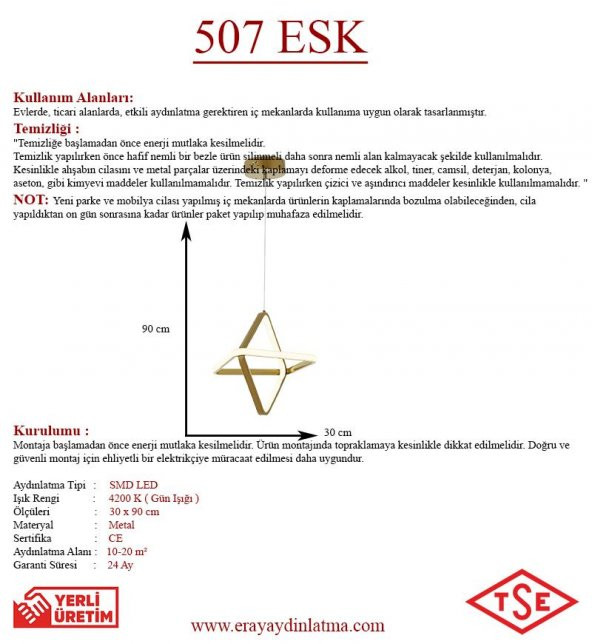 Eray Aydınlatma 507 Eskitme Led Avize - 3