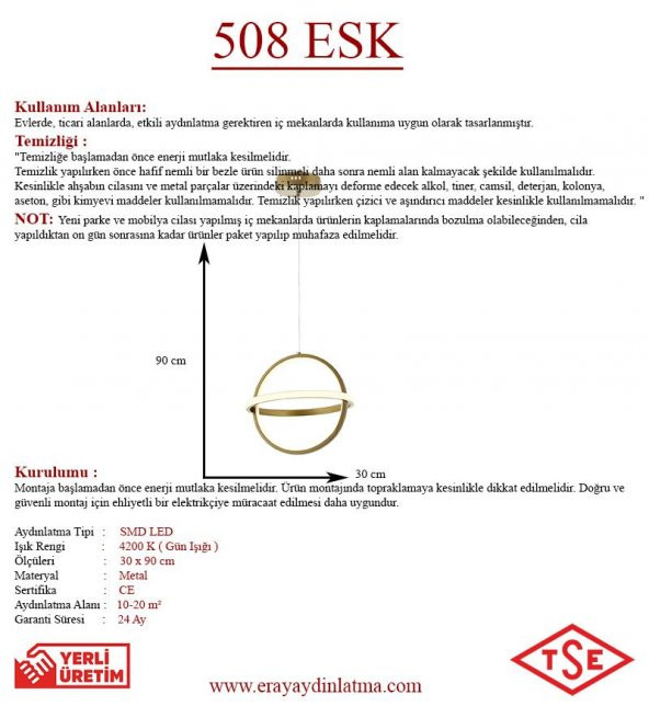 Eray Aydınlatma 508 Eskitme Led Avize - 3