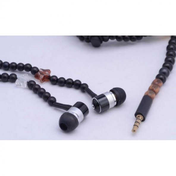 Kablolu Kulak İçi 3.5mm Mp3 Stereo İnci Taşlı Kulaklık - 4