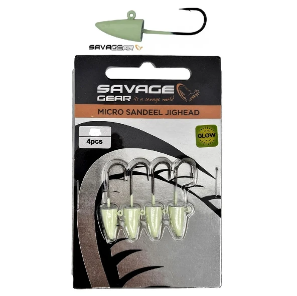 Savage Gear LRF Micro Sandeel Jig head Glow 4 Adet