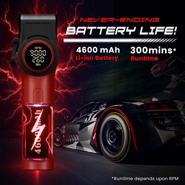 VGR V-001 Profesyonel  Berberler için Karbon Çelik Bıçak Saç Kesme Makinesi 9000RPM, LED Ekran - 2