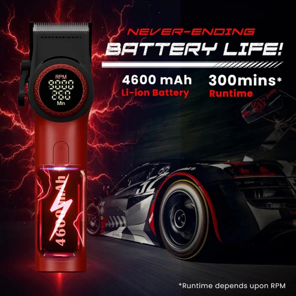 VGR V-001 Profesyonel  Berberler için Karbon Çelik Bıçak Saç Kesme Makinesi 9000RPM, LED Ekran - 4