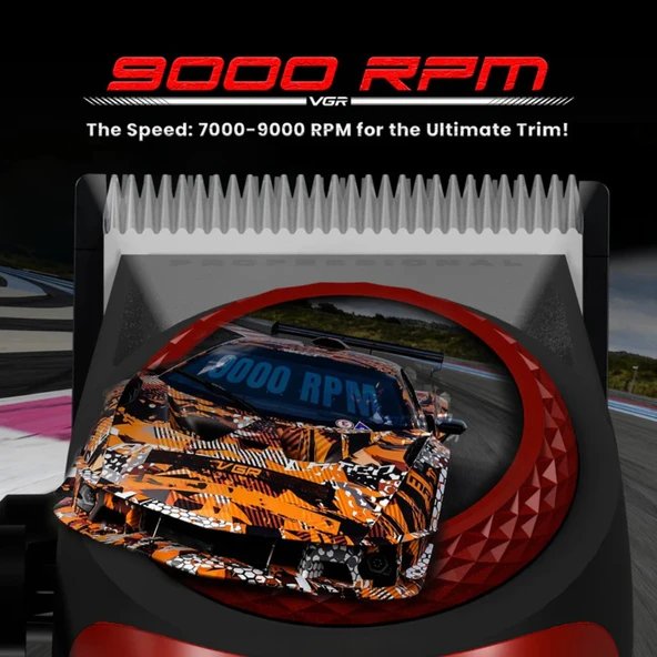 VGR V-001 Profesyonel  Berberler için Karbon Çelik Bıçak Saç Kesme Makinesi 9000RPM, LED Ekran - 6