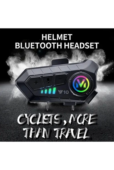 Kask Kulaklık Y10 intercom Rgb Işıklı Motosiklet Otomotik Cevaplama - 6