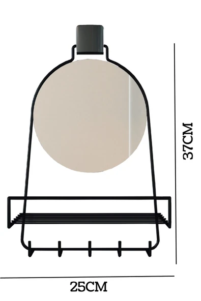 Decorev DC-5597 Dekoratif Yapıştırmalı Aynalı Banyo Askısı Duşa Kabin Raflı Siyah - 2