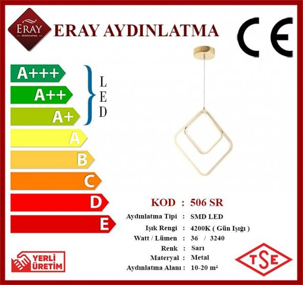 Eray Aydınlatma 506 Sarı Led Avize - 3