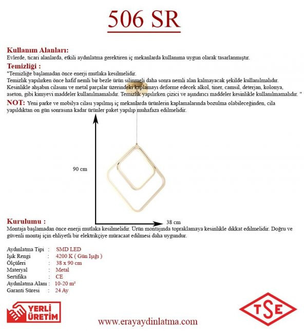 Eray Aydınlatma 506 Sarı Led Avize - 4